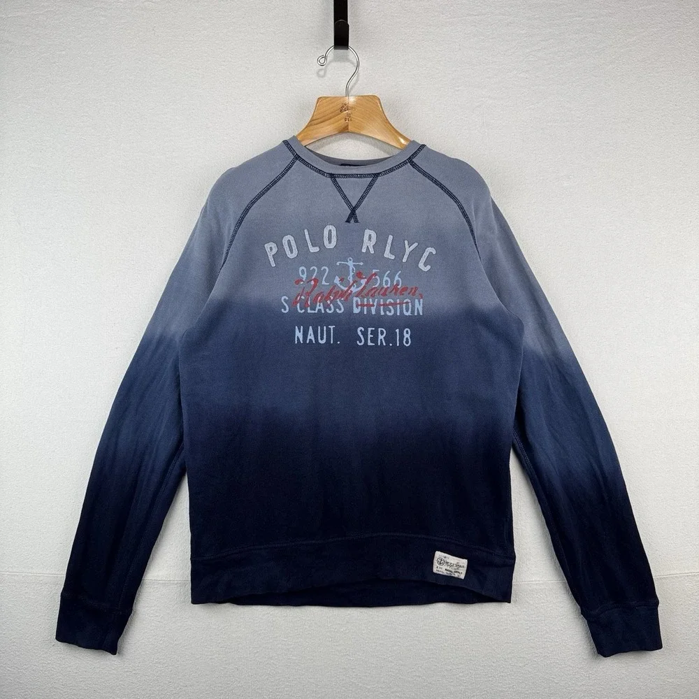 Polo Ralph Lauren RLYC Boys XL 18-20 Navy Ombré Sweatshirt Sailing‎ Yacht Club